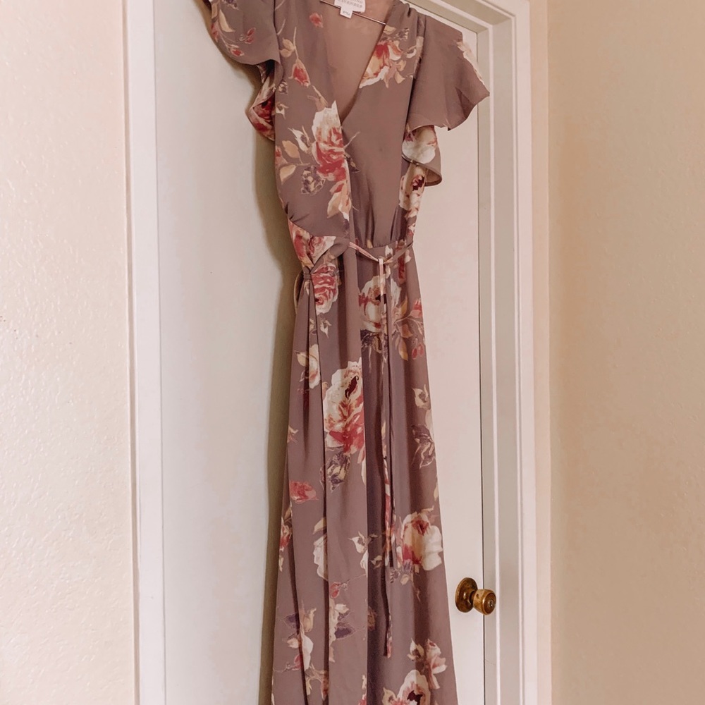 Lilac pink purple lavender floral maxi dress